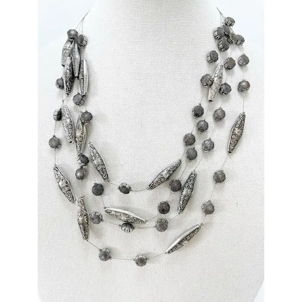 Chico’s Silver Western Vintage Navaho Southwestern Layered Necklace